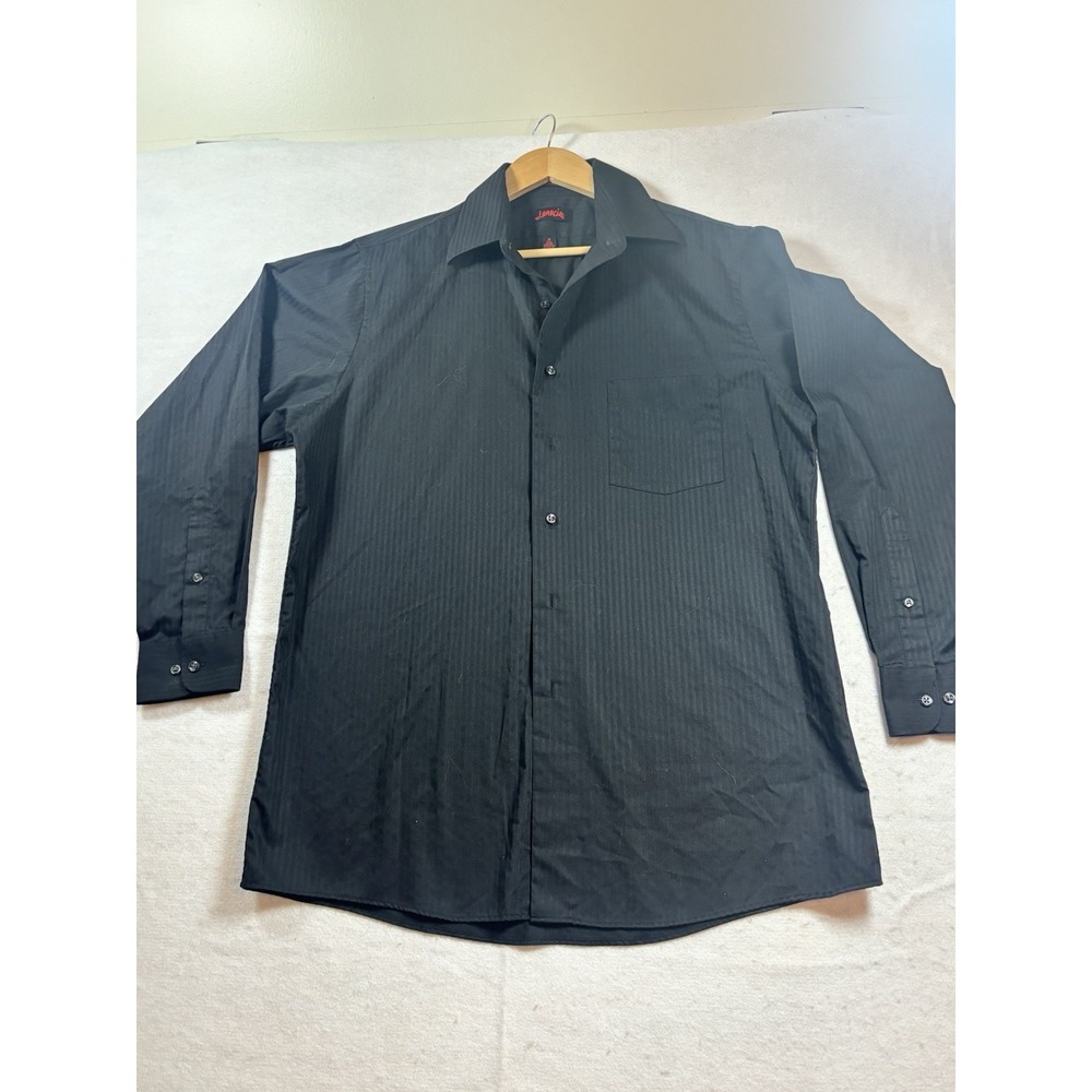 J‎ Garcia Shirt Men's Med 15 1/2 32/33 Black Striped Button Down Long Sleeve
